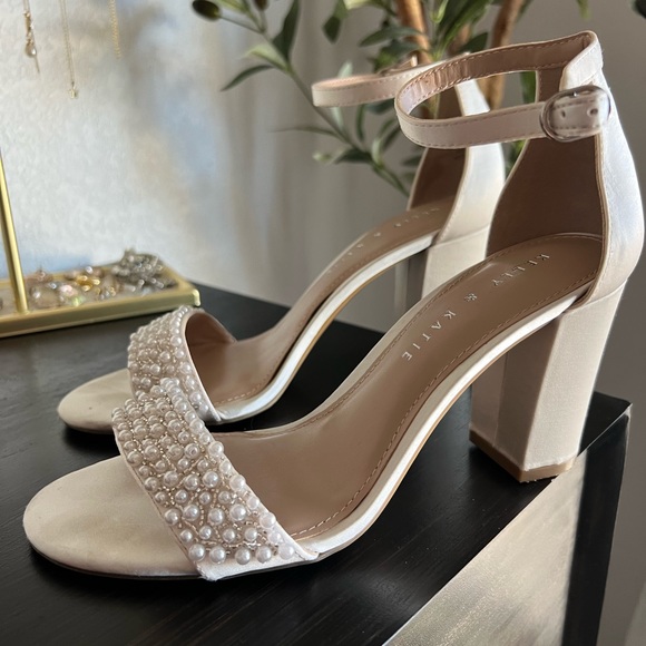 Kelly u0026 Katie | Shoes | Kelly Katie Hildie Satin Pearl Block Heel | Poshmark